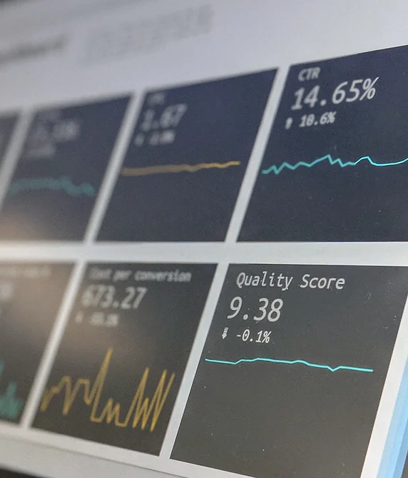 Financial charts on a screen